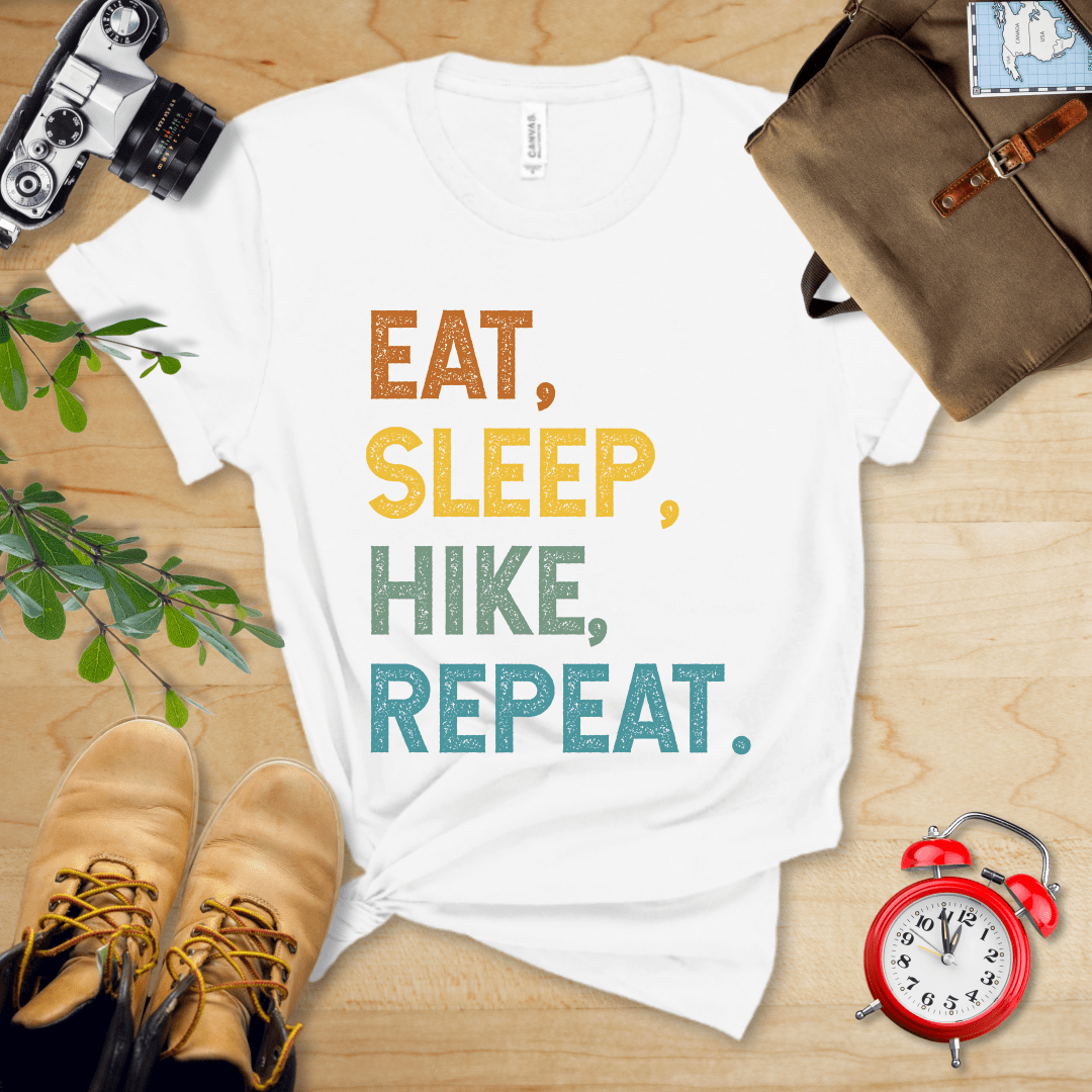 Printify T-Shirt White / S Eat, Sleep, Hike, Repeat Shirt