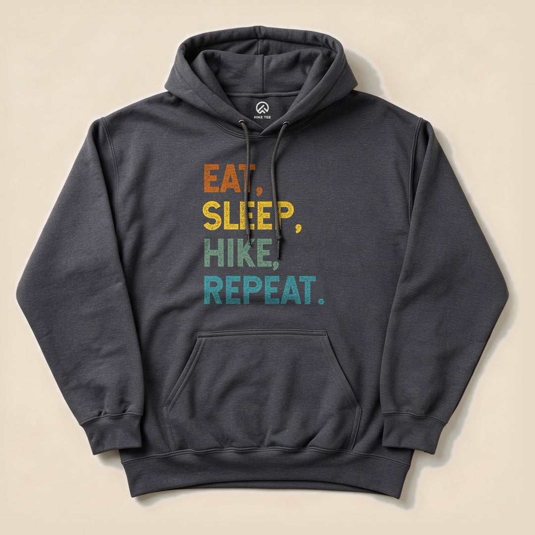 Eat, Sleep, Hike, Repeat Hoodie - Dark Heather