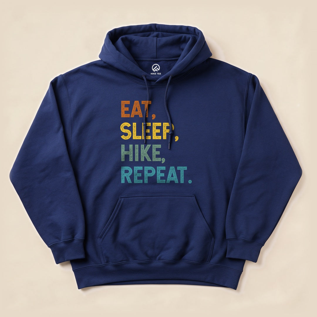 Eat, Sleep, Hike, Repeat Hoodie - Navy