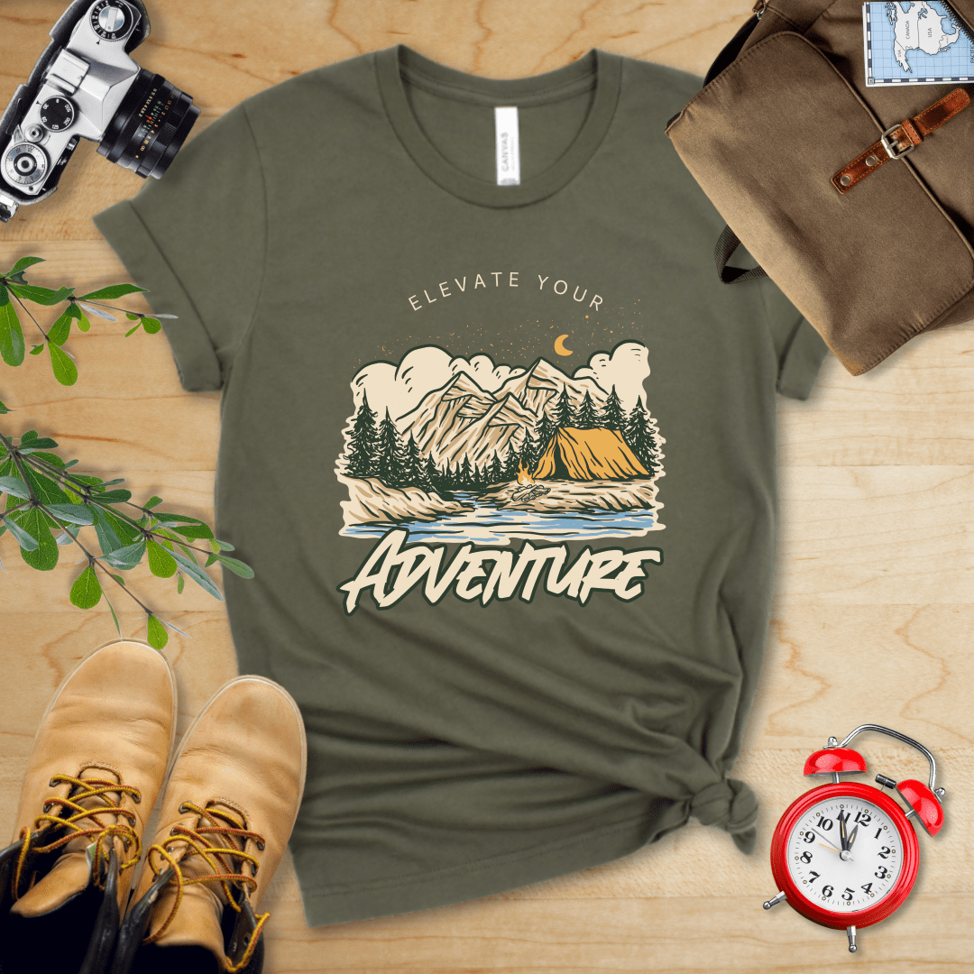 Printify T-Shirt Military Green / S Elevate You Adventure Shirt