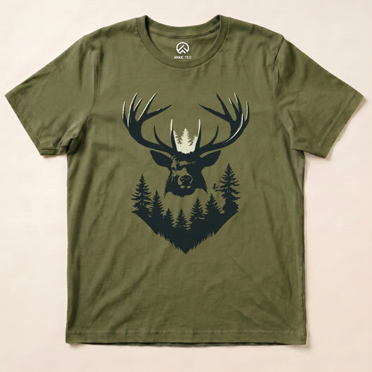 Elk Shape Shirt Hike Tee T-Shirt Military Green / S