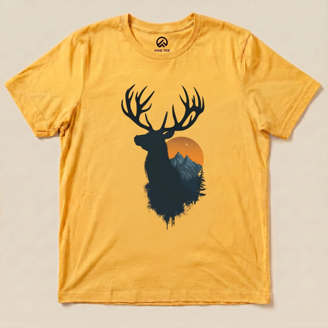Elk Sunset Shirt Hike Tee T-Shirt Gold / S