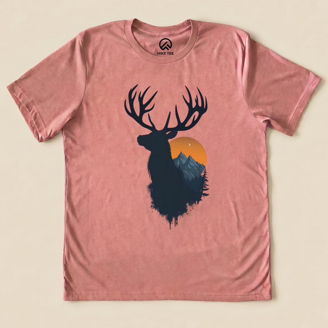 Elk Sunset Shirt Hike Tee T-Shirt Heather Mauve / S