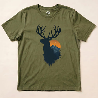 Elk Sunset Shirt Hike Tee T-Shirt Military Green / S