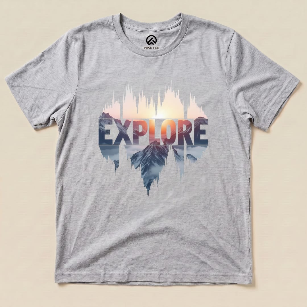 Explore Mountains Shirt Hike Tee T-Shirt Athletic Heather / S
