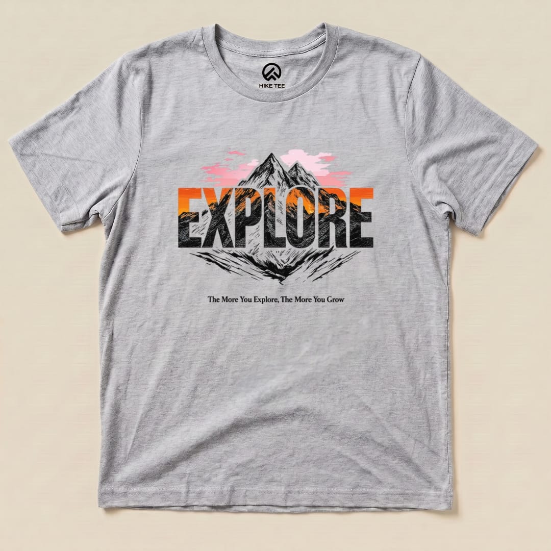 Explore Mountains Shirt Hike Tee T-Shirt Athletic Heather / S