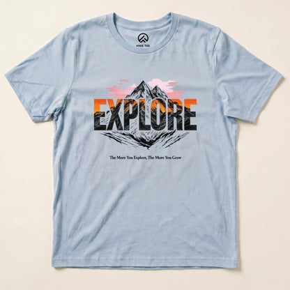 Explore Mountains Shirt Hike Tee T-Shirt Baby Blue / S