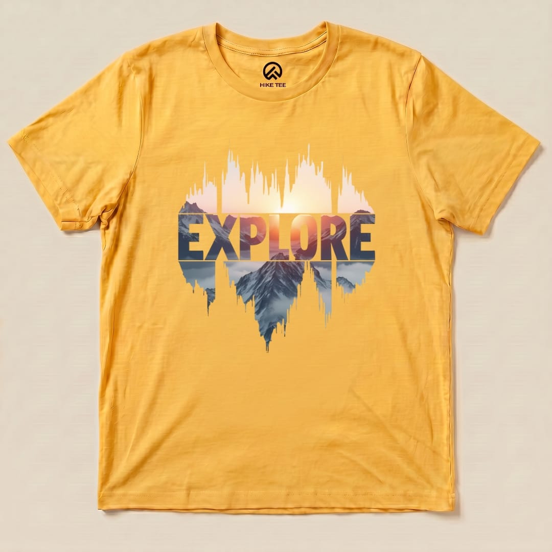 Explore Mountains Shirt Hike Tee T-Shirt Gold / S