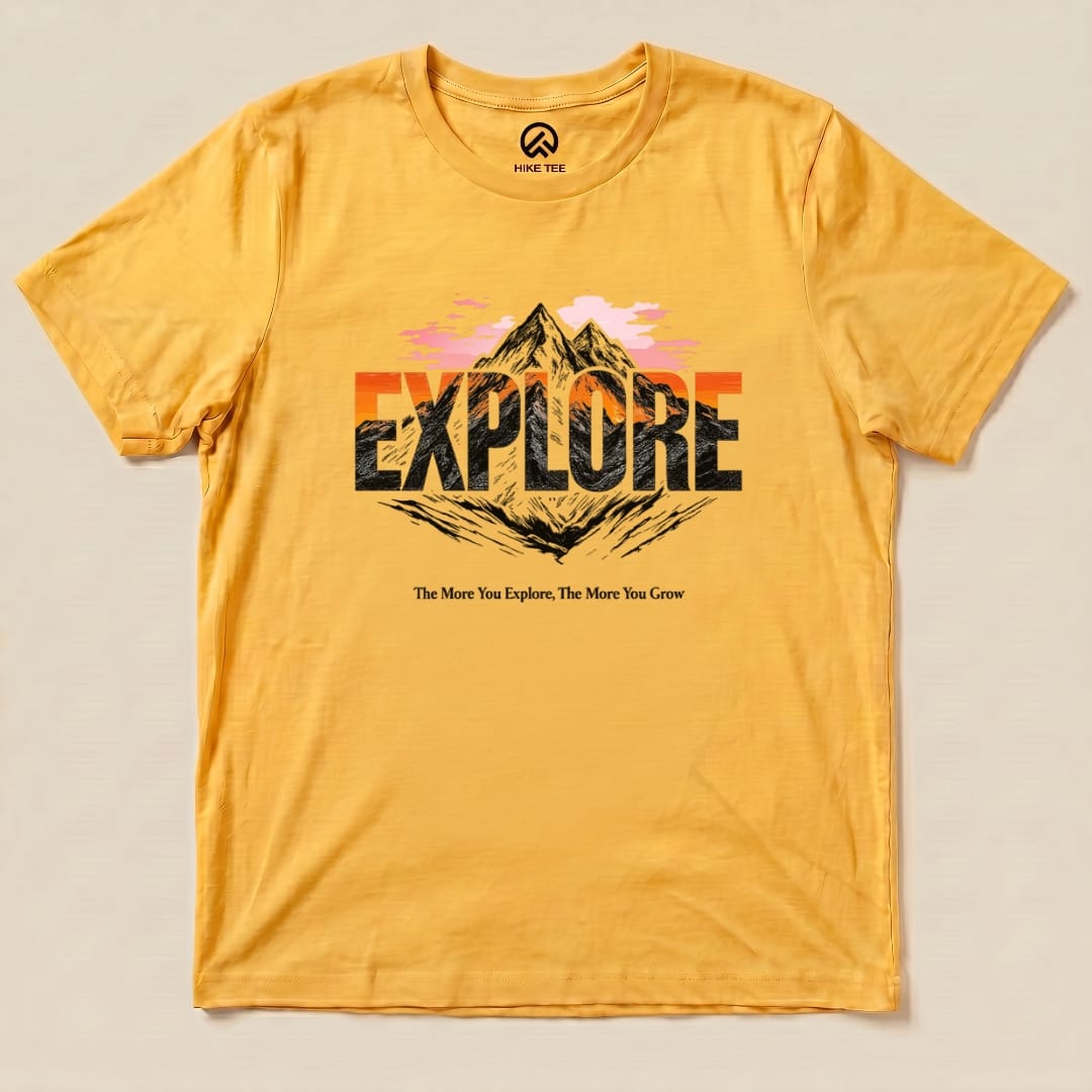 Explore Mountains Shirt Hike Tee T-Shirt Gold / S