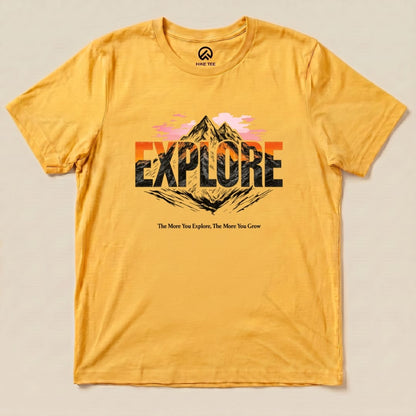 Explore Mountains Shirt Hike Tee T-Shirt Gold / S