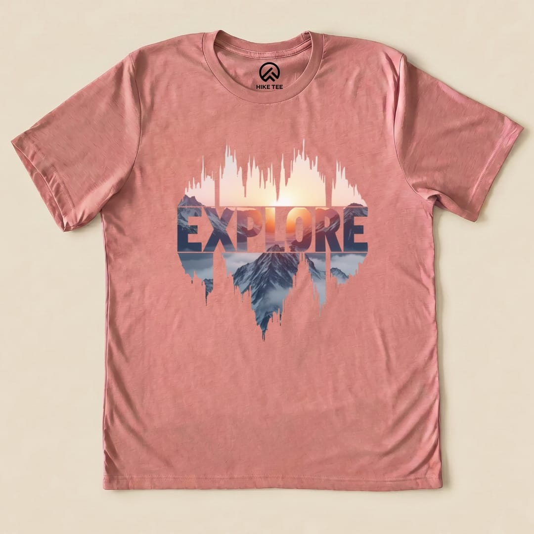 Explore Mountains Shirt Hike Tee T-Shirt Heather Mauve / S