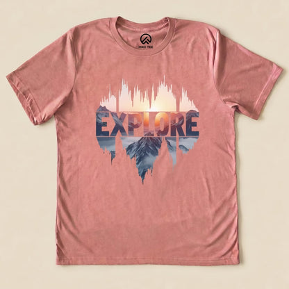 Explore Mountains Shirt Hike Tee T-Shirt Heather Mauve / S