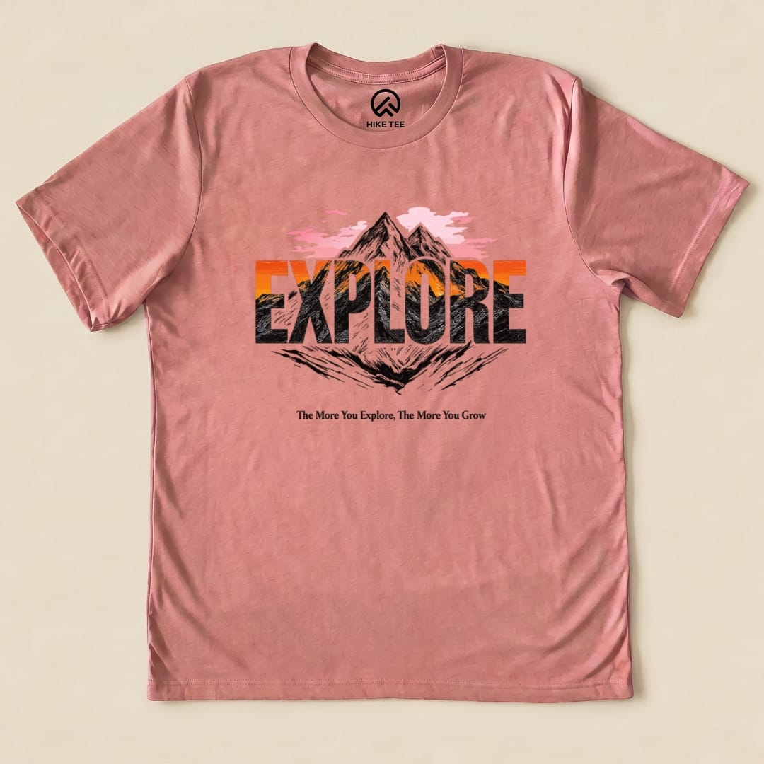 Explore Mountains Shirt Hike Tee T-Shirt Heather Mauve / S