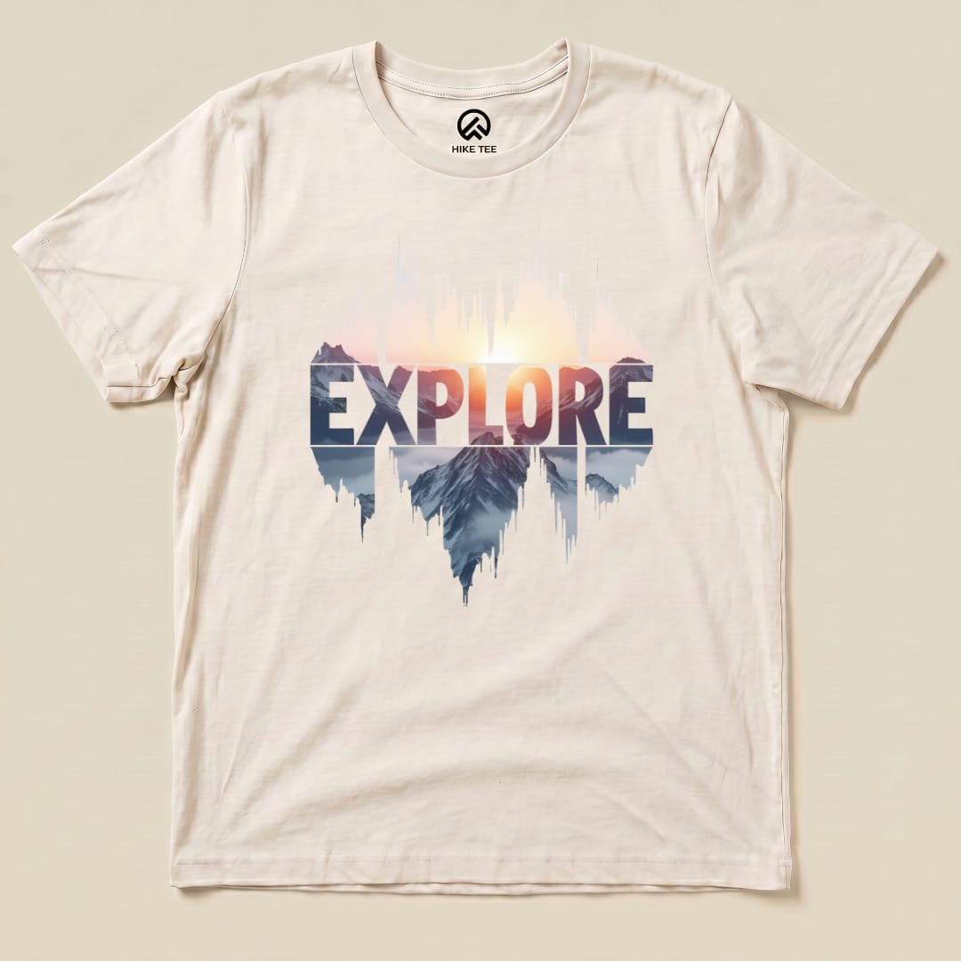 Explore Mountains Shirt Hike Tee T-Shirt Natural / S