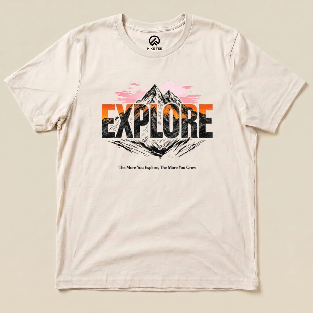 Explore Mountains Shirt Hike Tee T-Shirt Natural / S