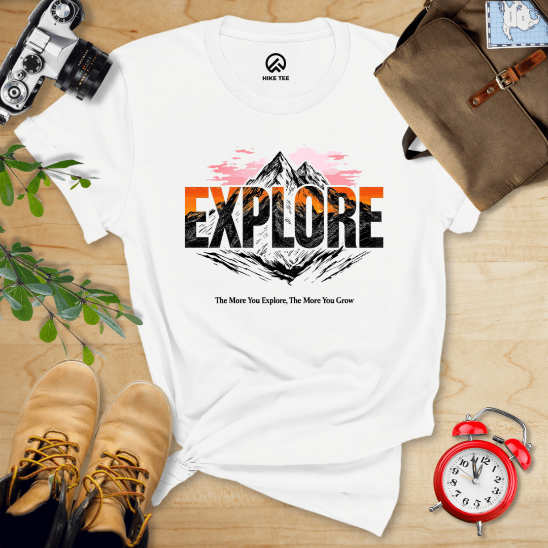 Hike Tee T-Shirt White / S Explore Mountains Shirt