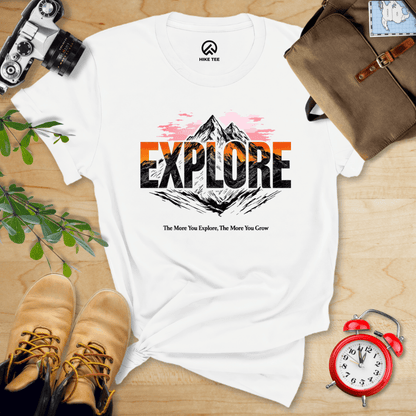 Hike Tee T-Shirt White / S Explore Mountains Shirt