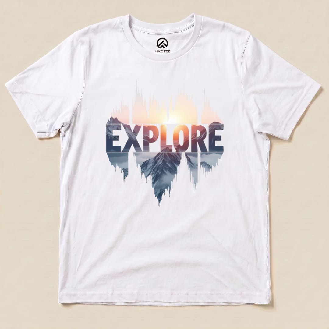 Explore Mountains Shirt Hike Tee T-Shirt White / S