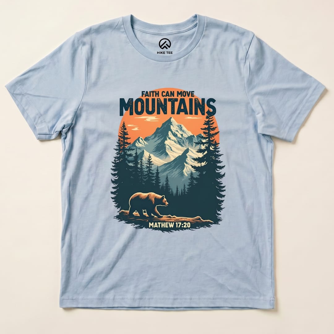 Faith Can Move Mountains Shirt Hike Tee T-Shirt Baby Blue / S
