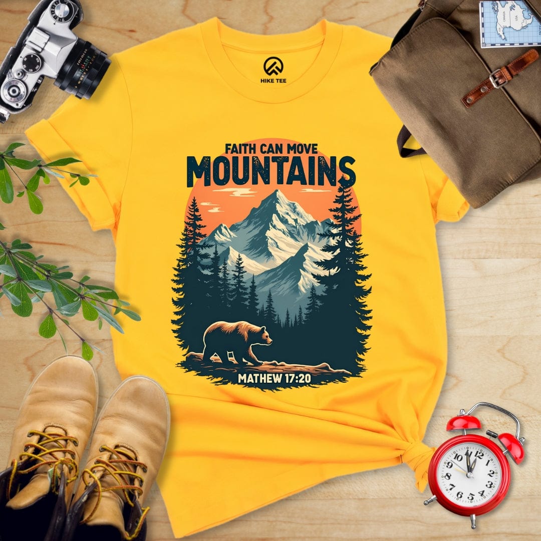 Hike Tee T-Shirt Gold / S Faith Can Move Mountains Shirt