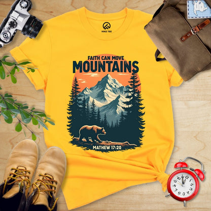 Hike Tee T-Shirt Gold / S Faith Can Move Mountains Shirt