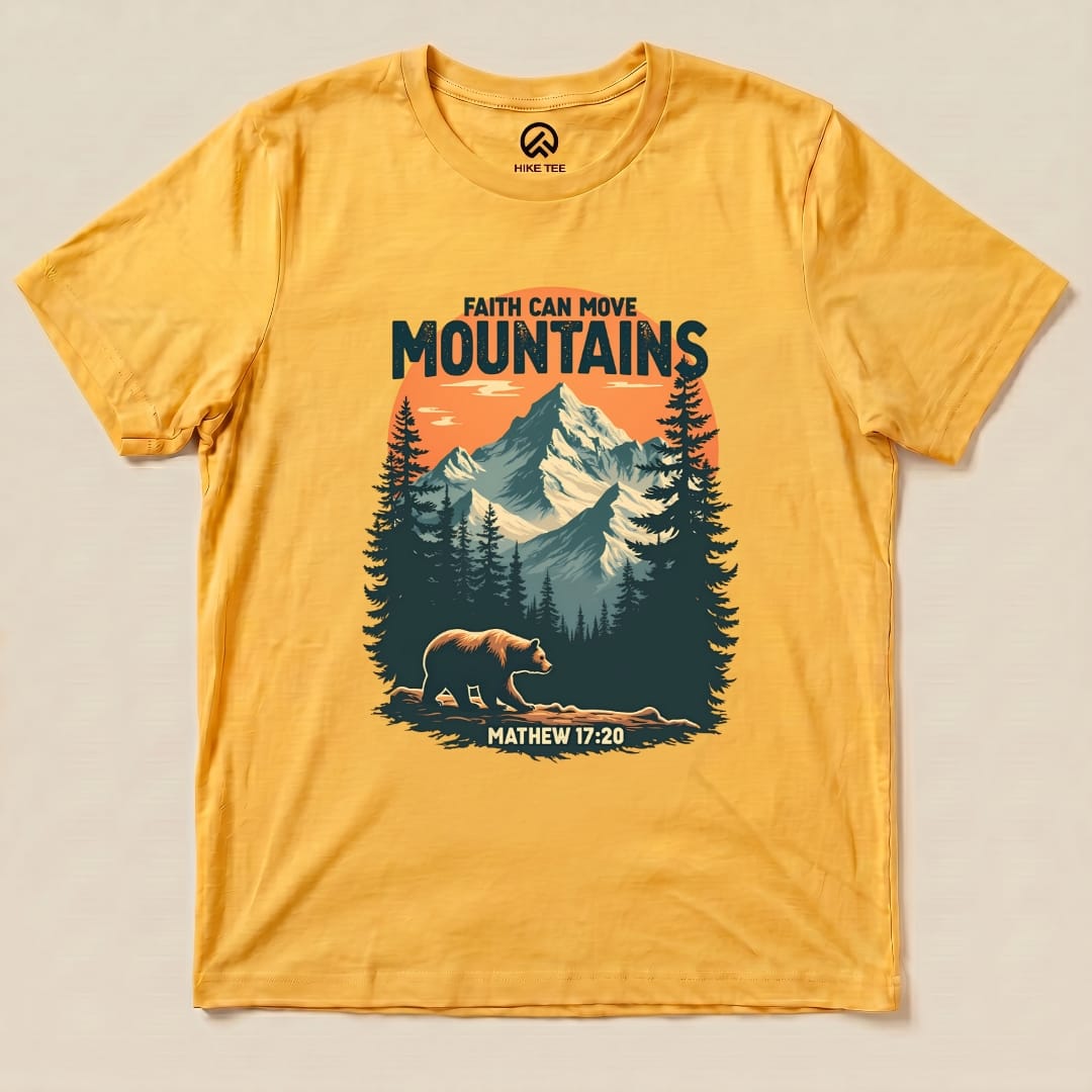 Faith Can Move Mountains Shirt Hike Tee T-Shirt Gold / S