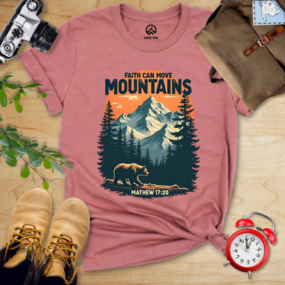 Hike Tee T-Shirt Heather Mauve / S Faith Can Move Mountains Shirt