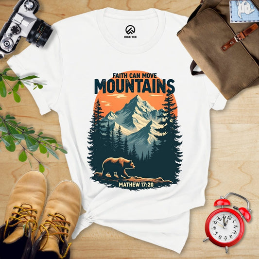 Hike Tee T-Shirt White / S Faith Can Move Mountains Shirt