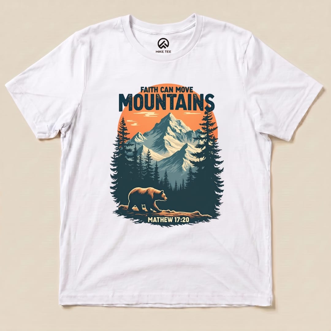 Faith Can Move Mountains Shirt Hike Tee T-Shirt White / S