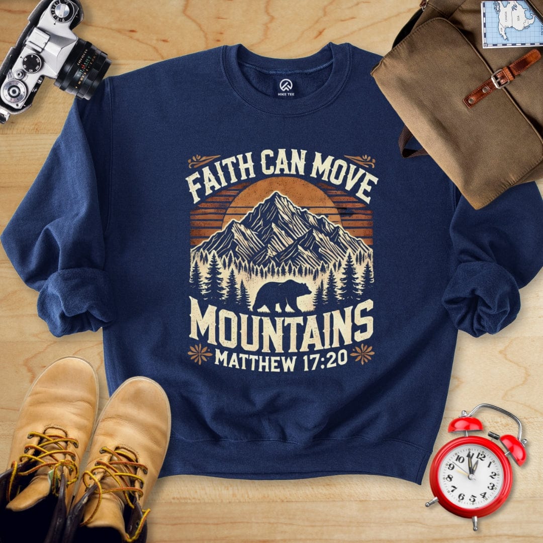 Hike Tee Sweatshirt Navy / S Faith Can Move Mountains Sweatshirt