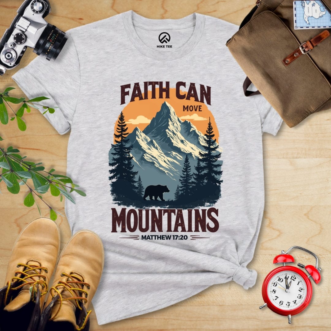 Hike Tee T-Shirt Athletic Heather / S Faith Can Move Mountains Vintage Shirt