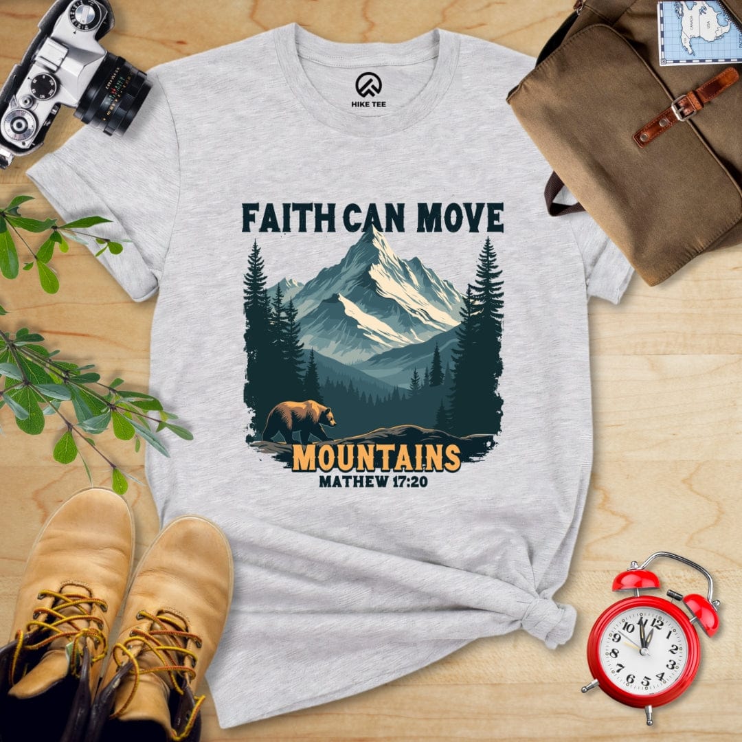 Hike Tee T-Shirt Athletic Heather / S Faith Can Move Mountains Vintage Shirt