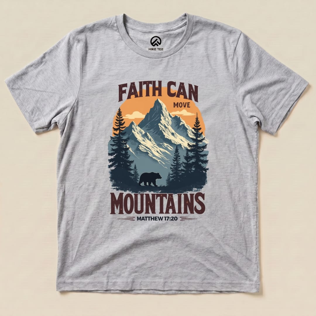 Faith Can Move Mountains Vintage Shirt Hike Tee T-Shirt Athletic Heather / S