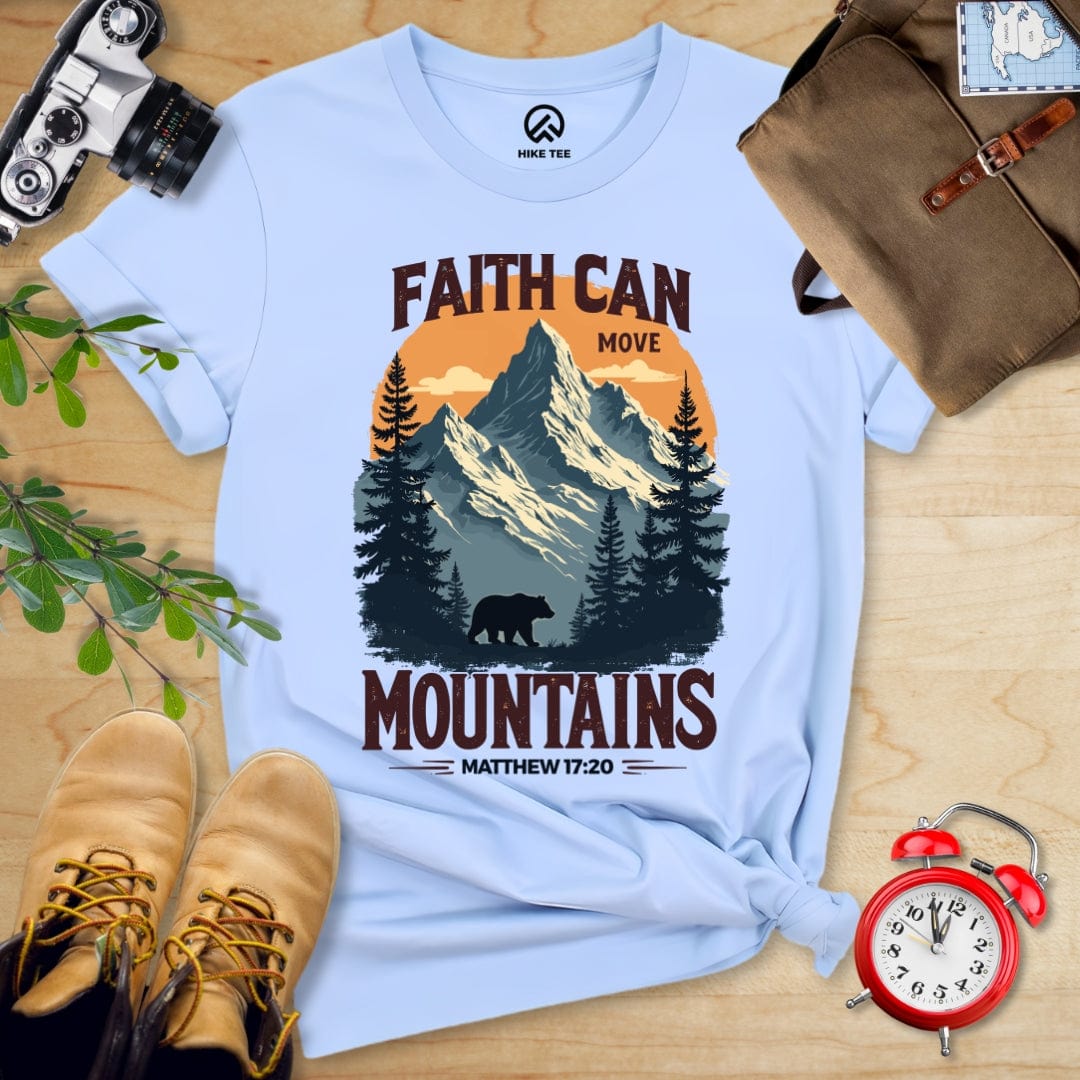 Hike Tee T-Shirt Baby Blue / S Faith Can Move Mountains Vintage Shirt