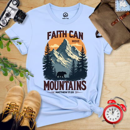 Hike Tee T-Shirt Baby Blue / S Faith Can Move Mountains Vintage Shirt