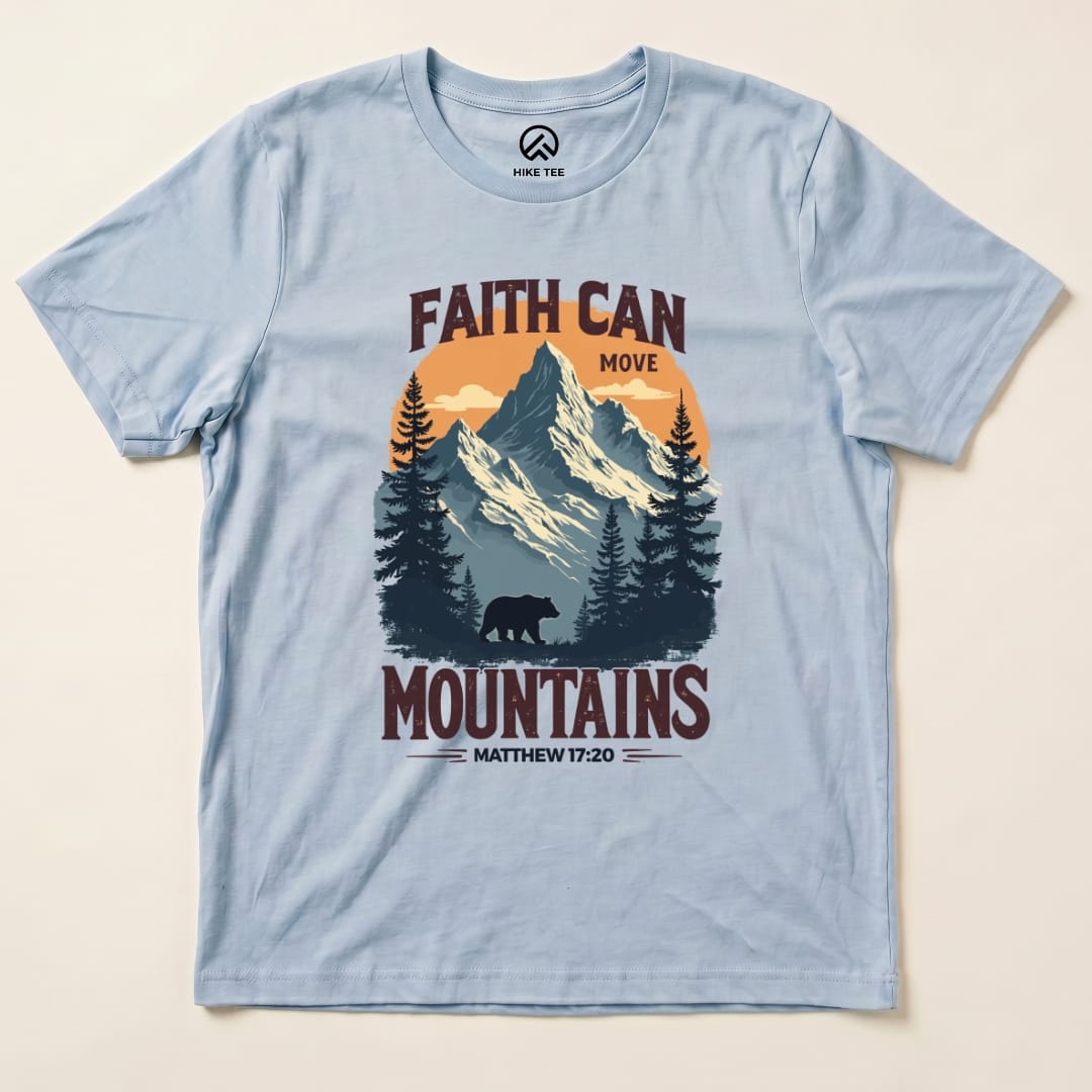 Faith Can Move Mountains Vintage Shirt Hike Tee T-Shirt Baby Blue / S