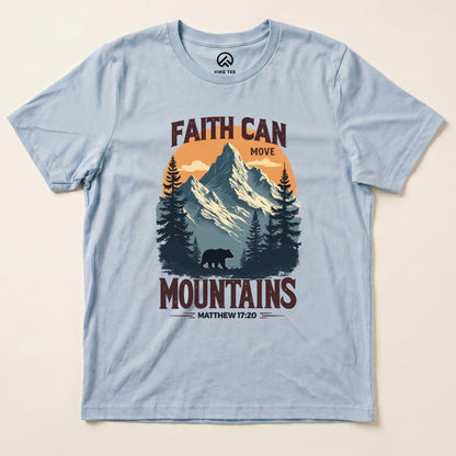 Faith Can Move Mountains Vintage Shirt Hike Tee T-Shirt Baby Blue / S