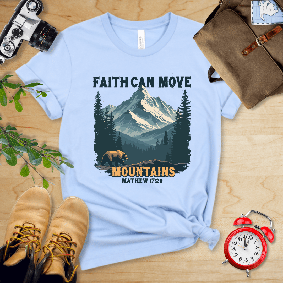 Printify T-Shirt Baby Blue / S Faith Can Move Mountains Vintage Shirt