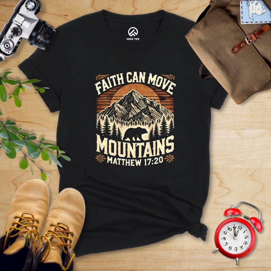 Hike Tee T-Shirt Black / S Faith Can Move Mountains Vintage Shirt