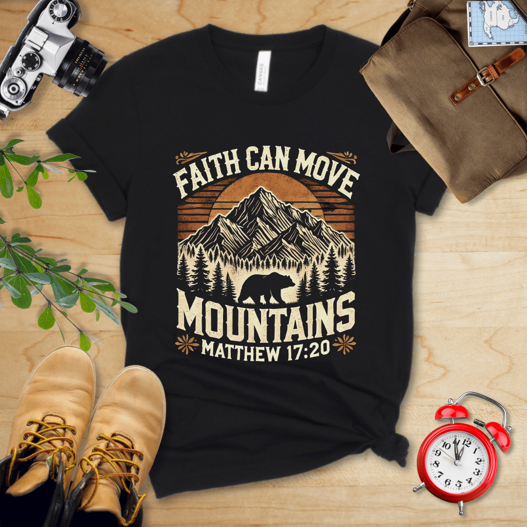 Printify T-Shirt Black / S Faith Can Move Mountains Vintage Shirt