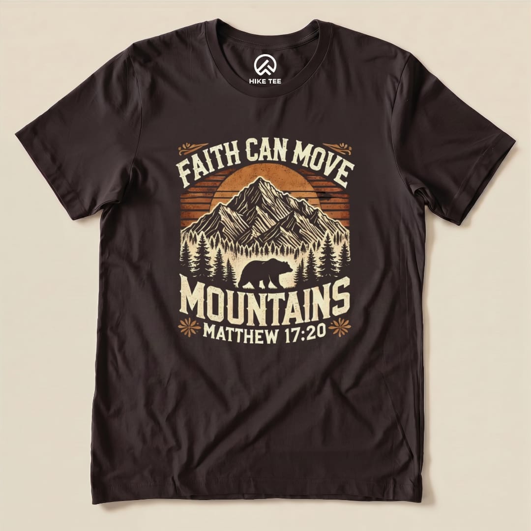Faith Can Move Mountains Vintage Shirt Hike Tee T-Shirt Brown / S