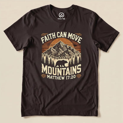 Faith Can Move Mountains Vintage Shirt Hike Tee T-Shirt Brown / S