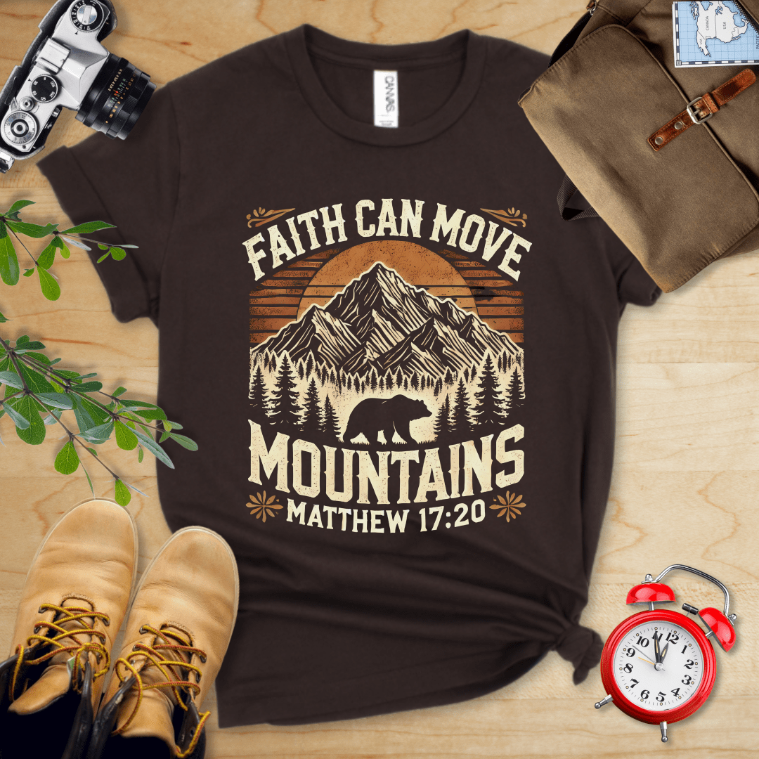 Printify T-Shirt Brown / S Faith Can Move Mountains Vintage Shirt