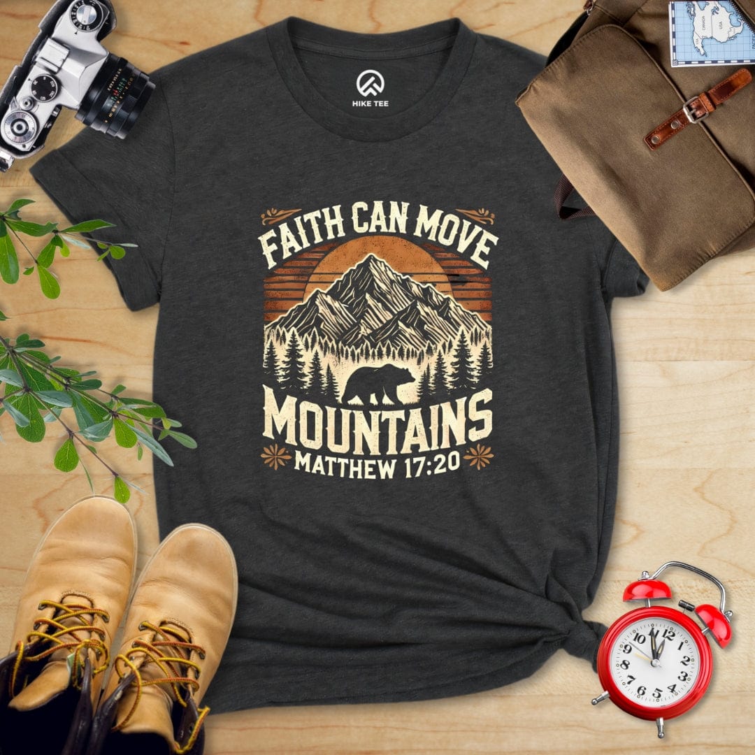 Hike Tee T-Shirt Dark Grey Heather / S Faith Can Move Mountains Vintage Shirt