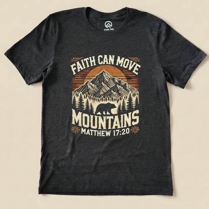 Faith Can Move Mountains Vintage Shirt Hike Tee T-Shirt Dark Grey Heather / S