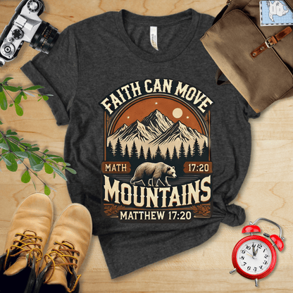 Printify T-Shirt Dark Grey Heather / S Faith Can Move Mountains Vintage Shirt