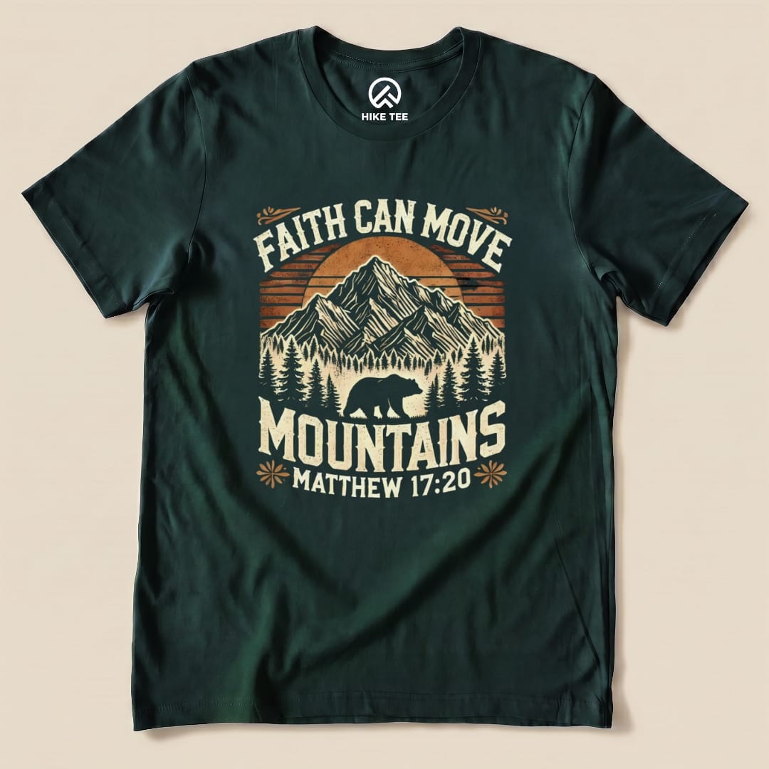 Faith Can Move Mountains Vintage Shirt Hike Tee T-Shirt Forest / S