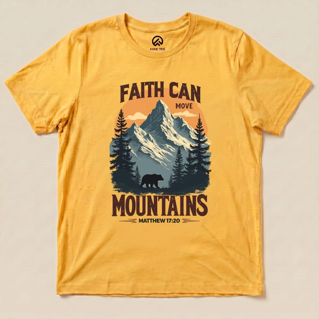 Faith Can Move Mountains Vintage Shirt Hike Tee T-Shirt Gold / S