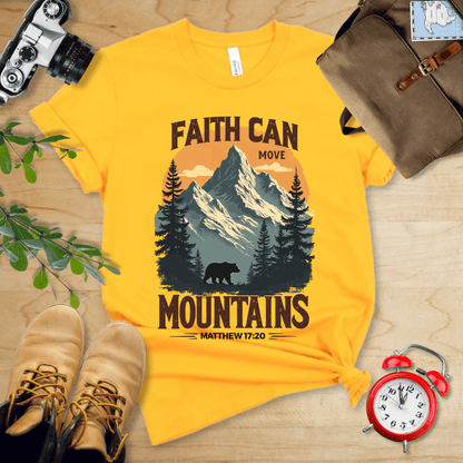 Printify T-Shirt Gold / S Faith Can Move Mountains Vintage Shirt