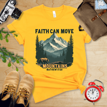 Printify T-Shirt Gold / S Faith Can Move Mountains Vintage Shirt